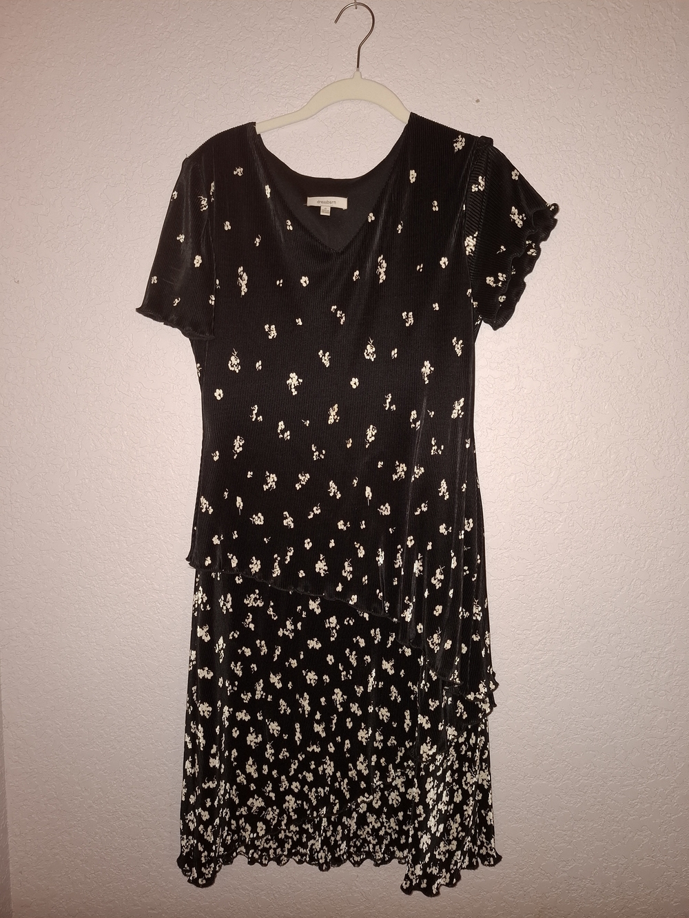 dressbarn Black Dress with White Floral Print